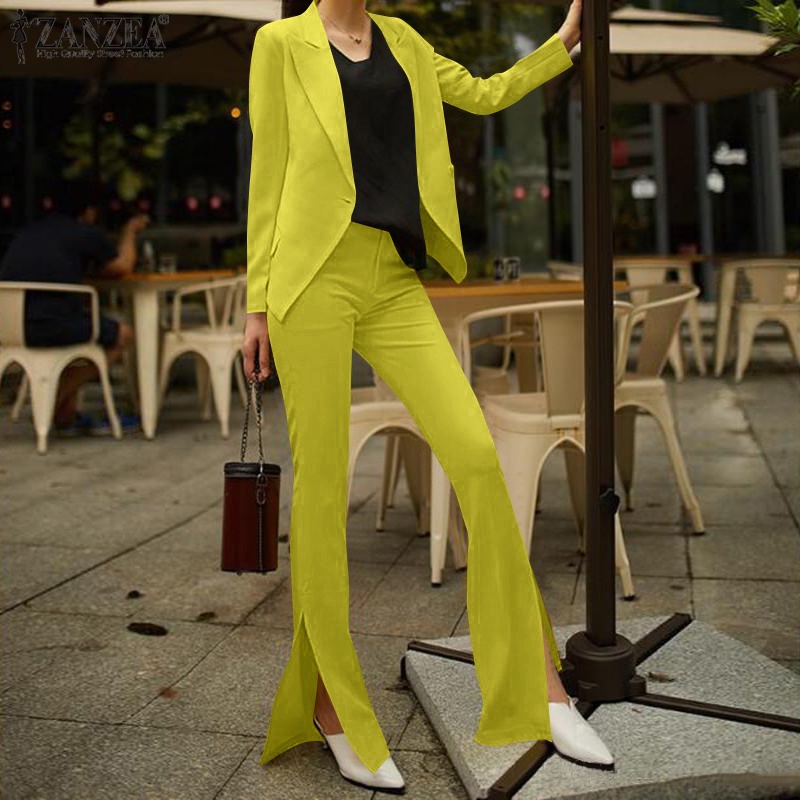 Set áo khoác blazer + quần dài ZANZEA phong cách thời trang cho nữ