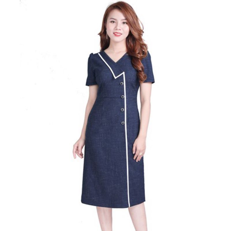 Đầm suông công sở cổ giả vest (0904 910 257)