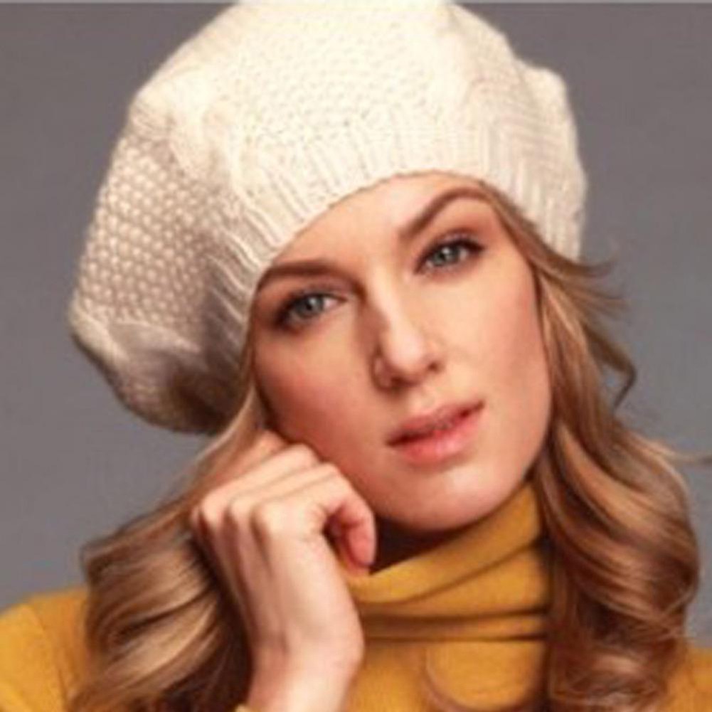 Nón len beret màu trơn thời trang mùa đông dành cho nữ