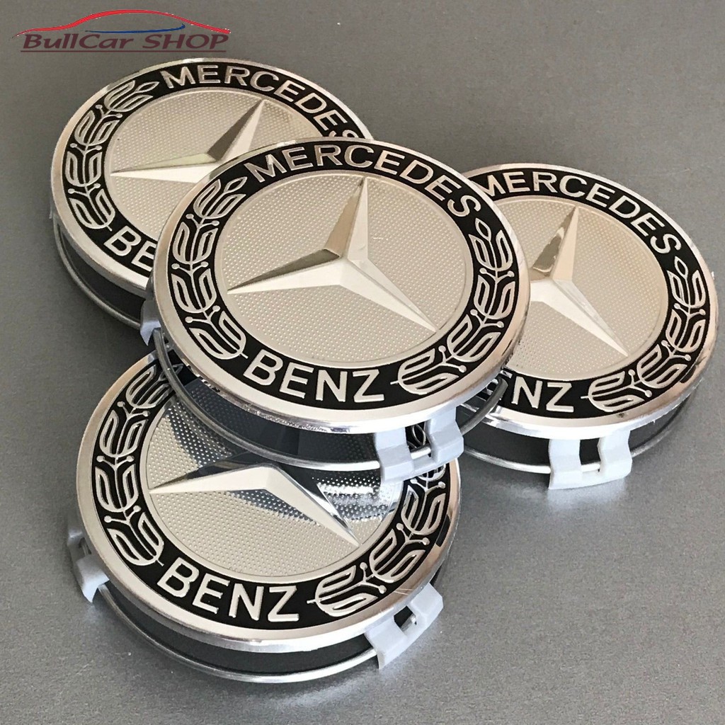 Bộ 4 nắp chụp mâm bánh xe 75mm cho xe hơi Mercedes-Benz C E S CLA GLA GLE GLC B A 180 200 260 300