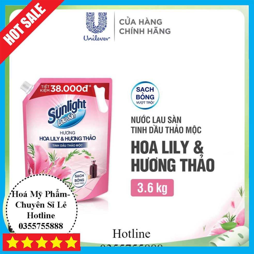 Hoả Tốc Nước Lau Sàn Sunlight tinh chất dầu thảo dược Túi 3.6 Kg