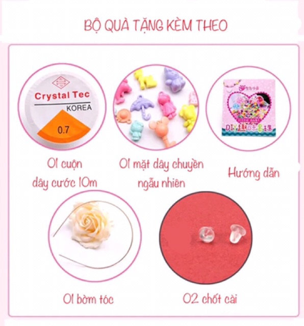 Bộ xâu vòng cổ handmade được chọn mẫu cho bé (hình gấu)