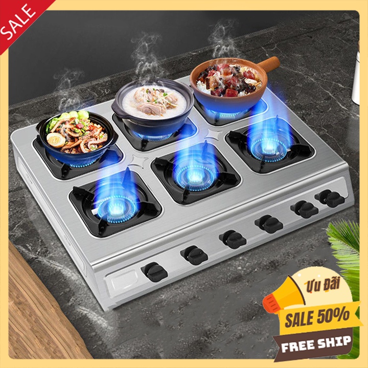 Bếp gas làm mỳ cay 6 Lò, bếp ga 6 họng công nghiệp