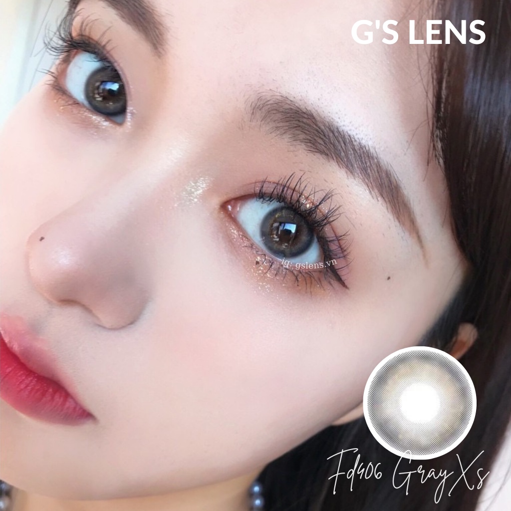 Lens Mắt Kính Áp Tròng Xám Nâu Nhũ Ánh Kim Không Giãn Size Xs 14mm Có 0 Đến 6 Độ Cận Fd406 Gray XS