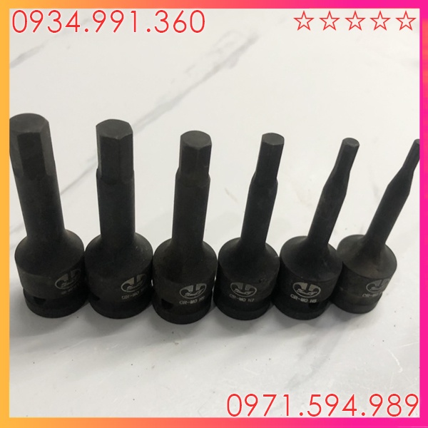 Đầu típ khẩu 1/2 inch 6 cạnh ngoài lục giác . Nhật Bản, dài 78mm, chất liệu carbon CRMO Siêu Cứng, Siêu Bền