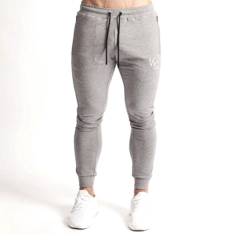VQ Joggers Cotton Sports Fitness Pants Men's Fashion Zip pocket Casual Stretch Slim Comfortable Workout Trousers