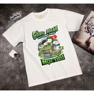 Áo phông trắng chữ Cùng Nhau Ta Chinh Phục Mục Tiêu Áo gia đình,áo đôi, áo nhóm from rộng, vải cotton xịn