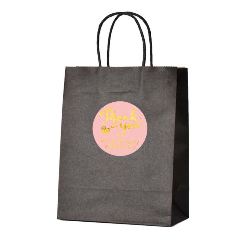 Cuộn 500 Nhãn Dán In Chữ Thank You Màu Hồng Dùng Trang Trí Gói Hàng