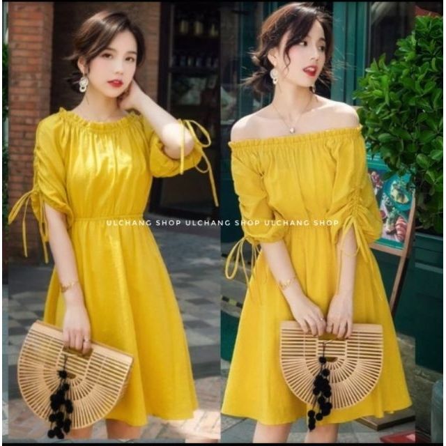 Đầm trễ vai dây rút tay siêu xinh _(sẵn ảnh thật ) | BigBuy360 - bigbuy360.vn