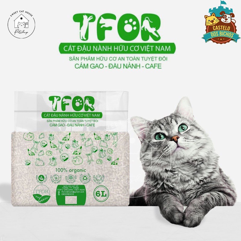 Cát đậu nành TFOR 6L- Cát vệ sinh cho mèo an toàn bảo vệ môi trường xuất xứ Việt Nam