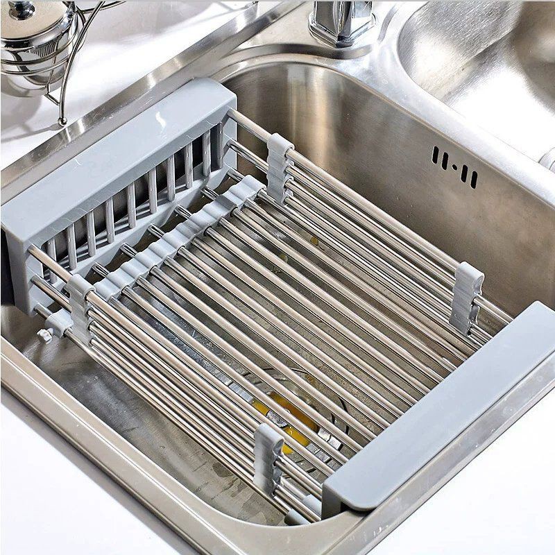 RỔ RÚT INOX CHỈNH KÍCH THƯỚC ĐẶT BỒN RỬA BÁT SIÊU TIỆN ÍCH