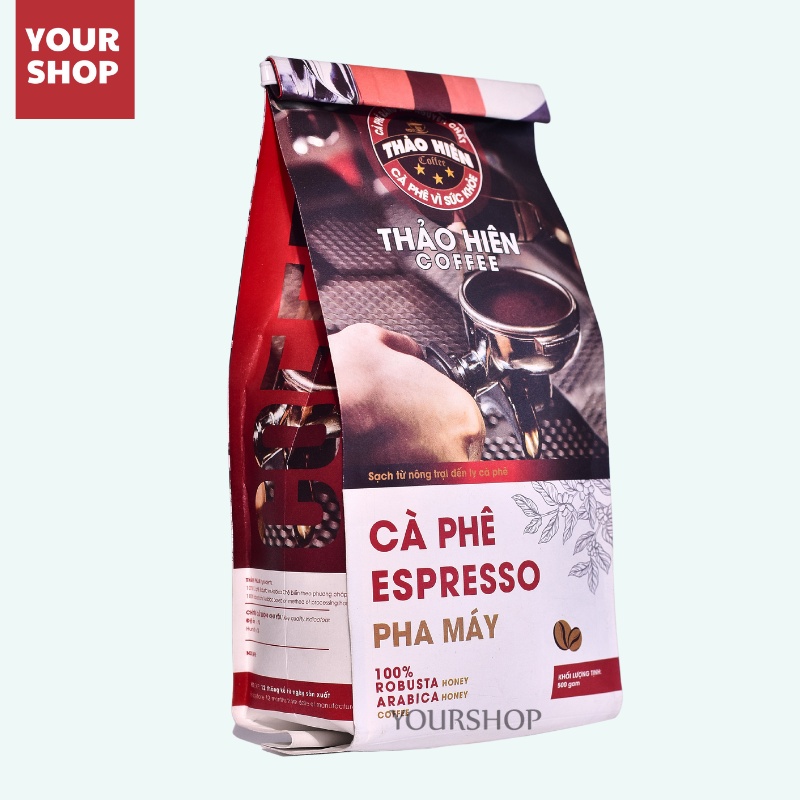 Cà Phê Nguyên Hạt Rang Mộc Thảo Hiên -Phối Arabica &amp; Robusta - Pha Máy- Cà Phê Hạt Nguyên chất Yourshop