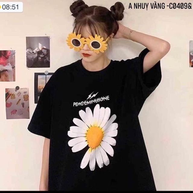 Áo thun hoa nhuỵ vàng - C