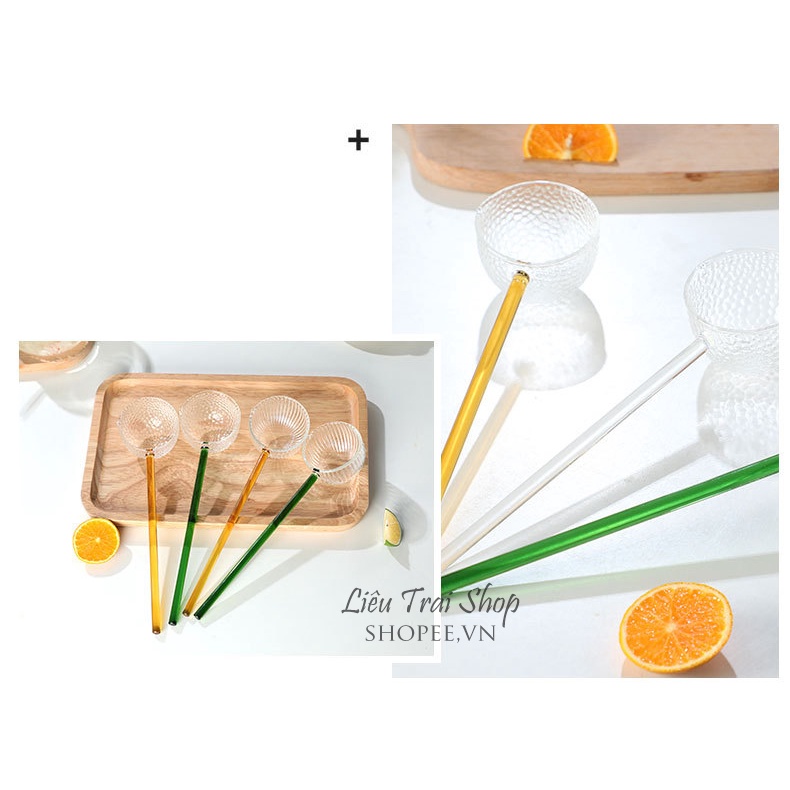 Bộ 2 muỗng thủy tinh size lớn muôi thủy tinh múc rượ.u chè