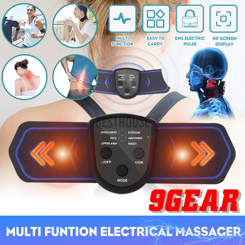 Portable Mini Electric Neck Massager Cervical Massage Stimulator Pain Relief EMS