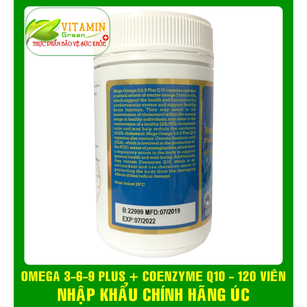 VITATREE MEGA OMEGA 369 PLUS Q10 TĂNG CƯỜNG  CHỨC NĂNG TIM MẠCH (120 viên) | NHẬP KHẨU CHÍNH HÃNG ÚC