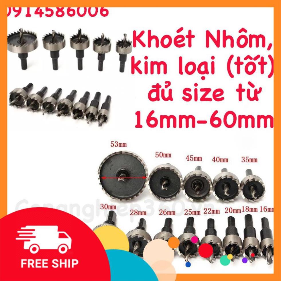 Mũi khoét lỗ tròn trên nhôm đủ kích cỡ 16mm - 53mm / Thép gió HHS tốt