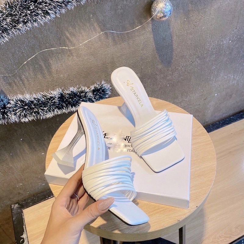 Guốc quai ngang dây nhuyễn gót mica Y phối màu 9p (hàng đẹp)