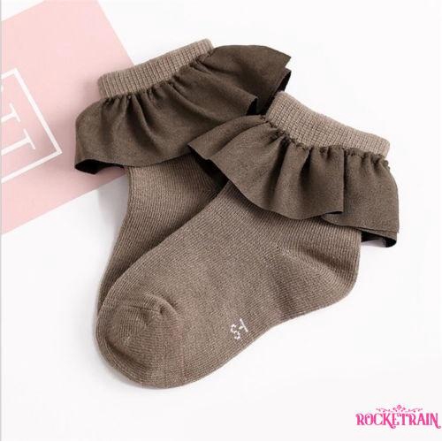 Vớ cotton phối ren chống trượt cho bé gái