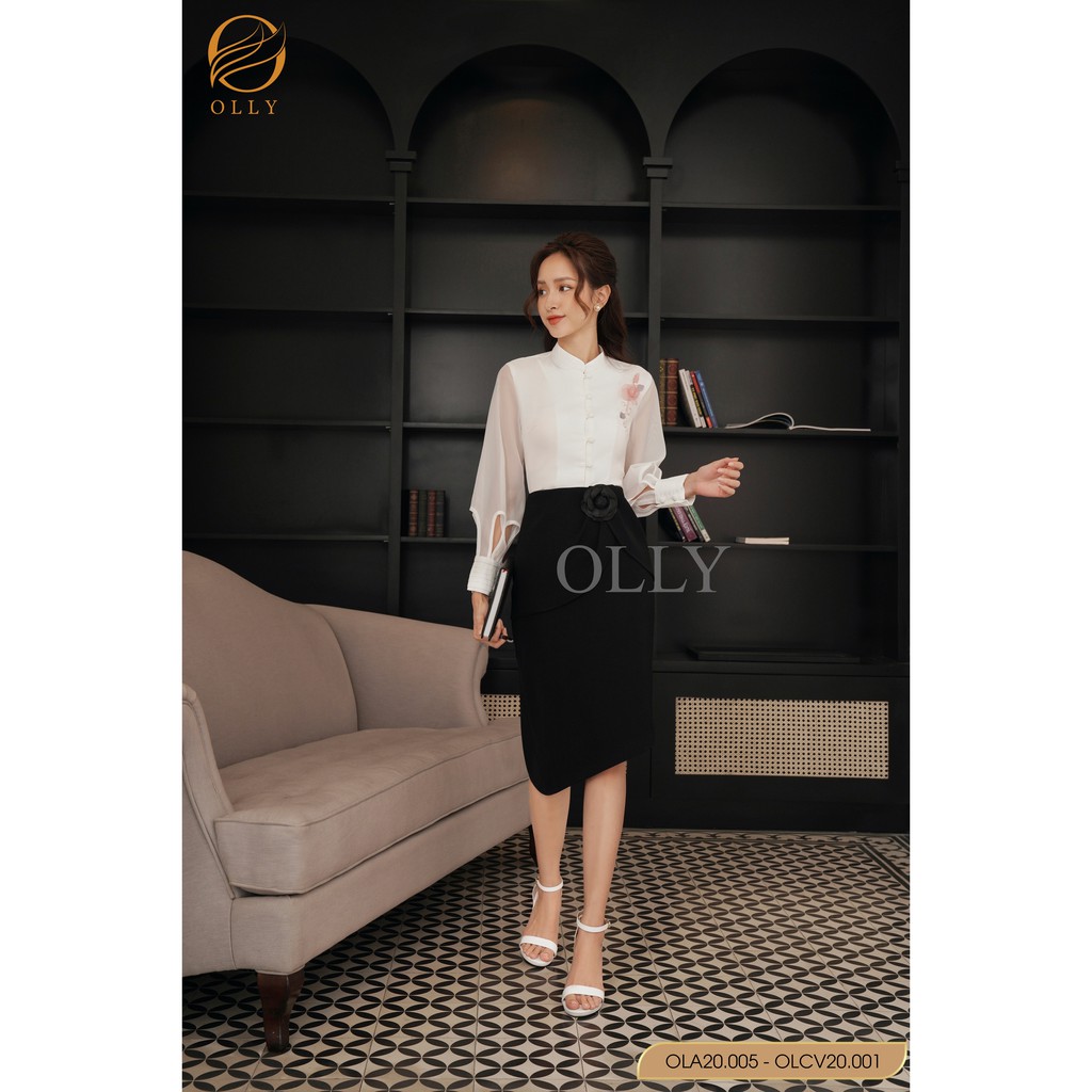 Chân váy tà lệch đính hoa_OLLY_ OLCV20.001 | BigBuy360 - bigbuy360.vn