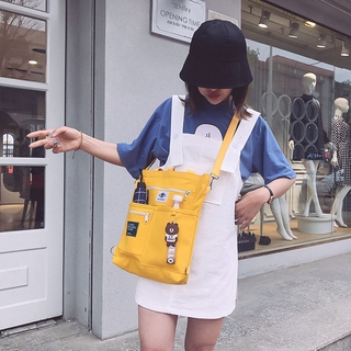 Korean version one-shoulder all-fit female multi-function canvas tote bag large capacity student backpack