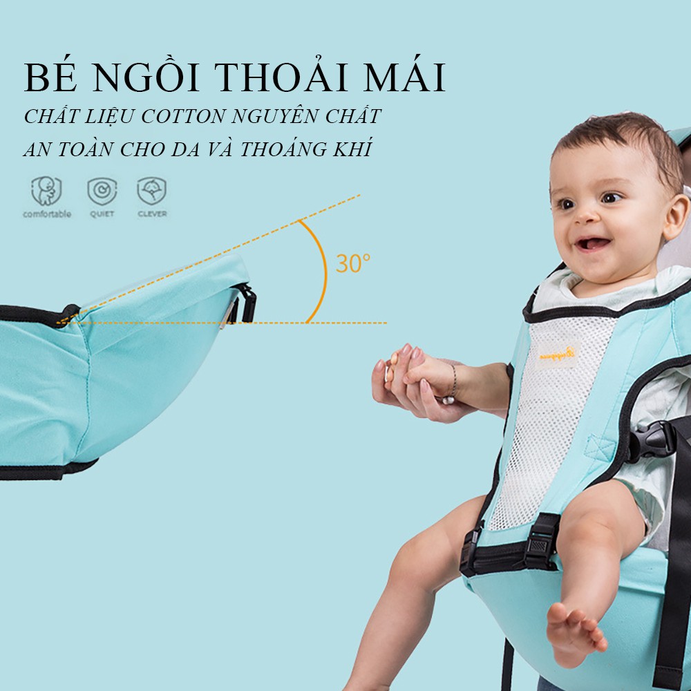 Địu em bé đa năng, dành cho bé từ 0-36 tháng, có trợ lực, thoáng khí 4 mùa, địu nhiều tư thế, bảo hành 3 tháng