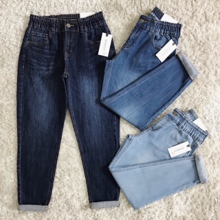 Quần jeans lưng thun dây kéo co giãn xuất khẩu