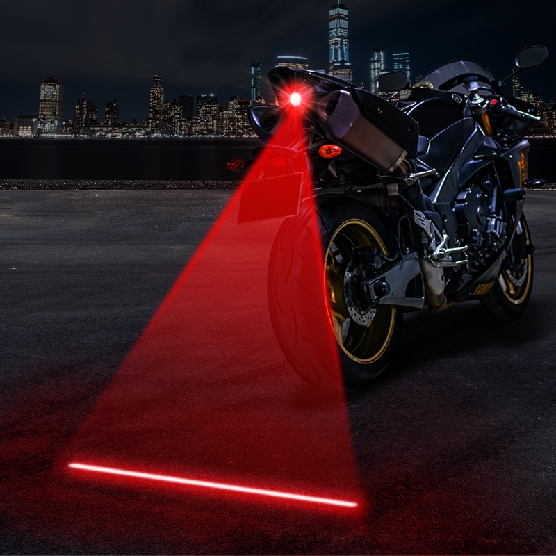SEAMETAL Đèn LED Cảnh Báo Chống Va Chạm Ánh Sáng Laser Tiện Dụng Cho Xe Mô Tô