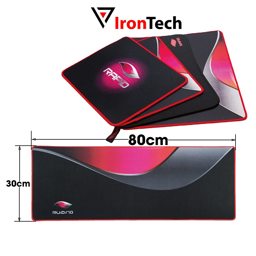 Lót chuột gaming cỡ lớn 80x30cm IronTech bàn di chuột chống trượt chống thấm chuyên game thích hợp mọi loại chuột quang