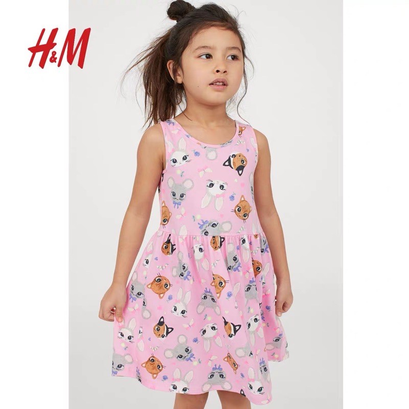 Váy sát nách thỏ hồng HM 1-10Y (có ảnh thật)