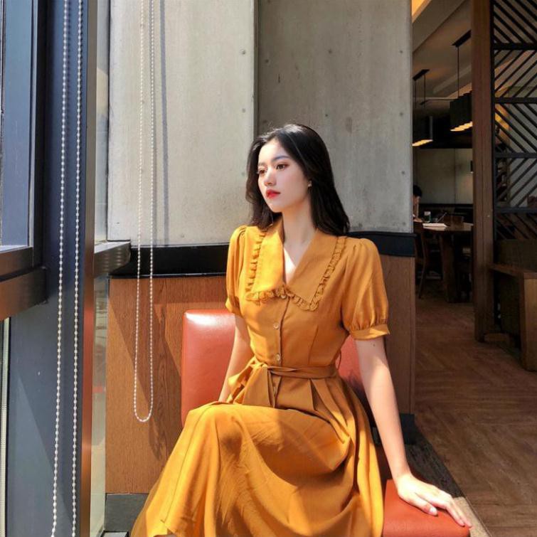 Đầm Vàng Vintage- Thiết Kế Thanh Lịch - Hàng Cao Cấp (có sẵn kèm ảnh chi tiết) | BigBuy360 - bigbuy360.vn