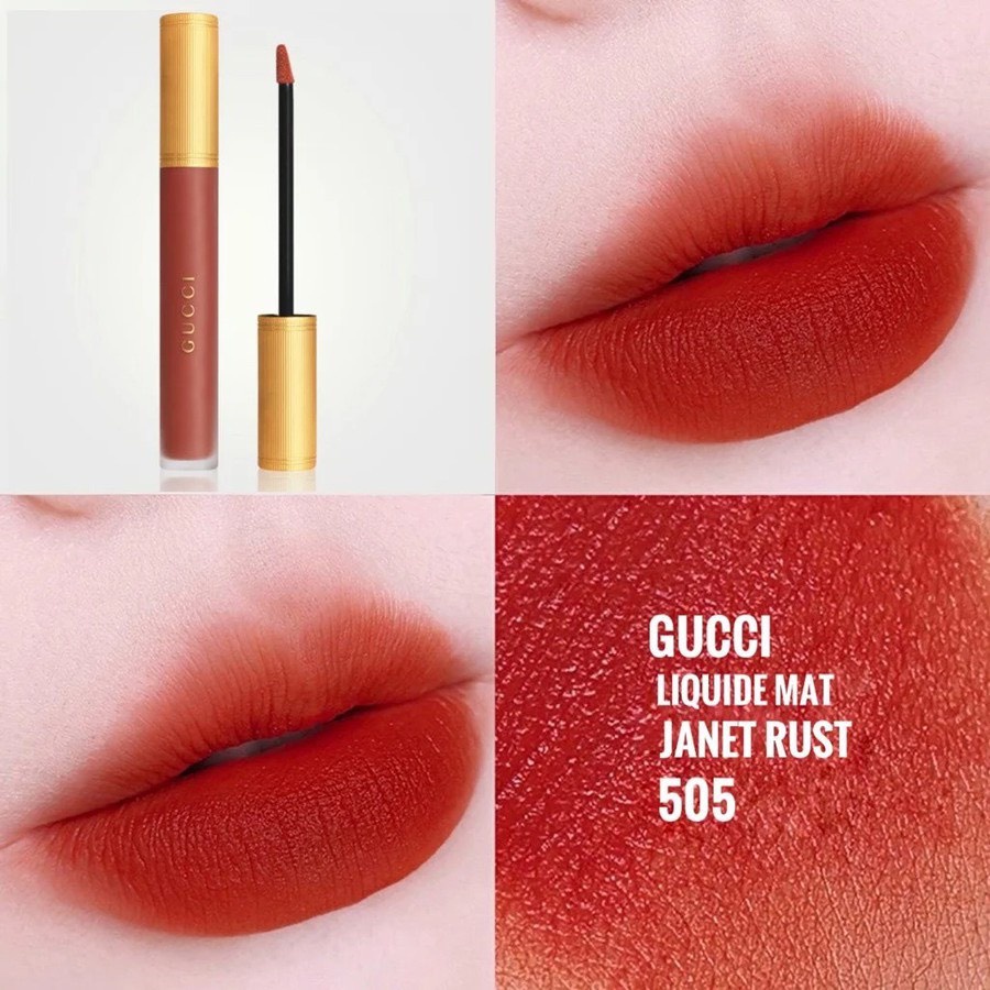 Son Kem Gucci Rouge Liquid Matte và bản Limited - chất son lì hoàn hảo, siêu mịn, che được hết các khuyết điểm