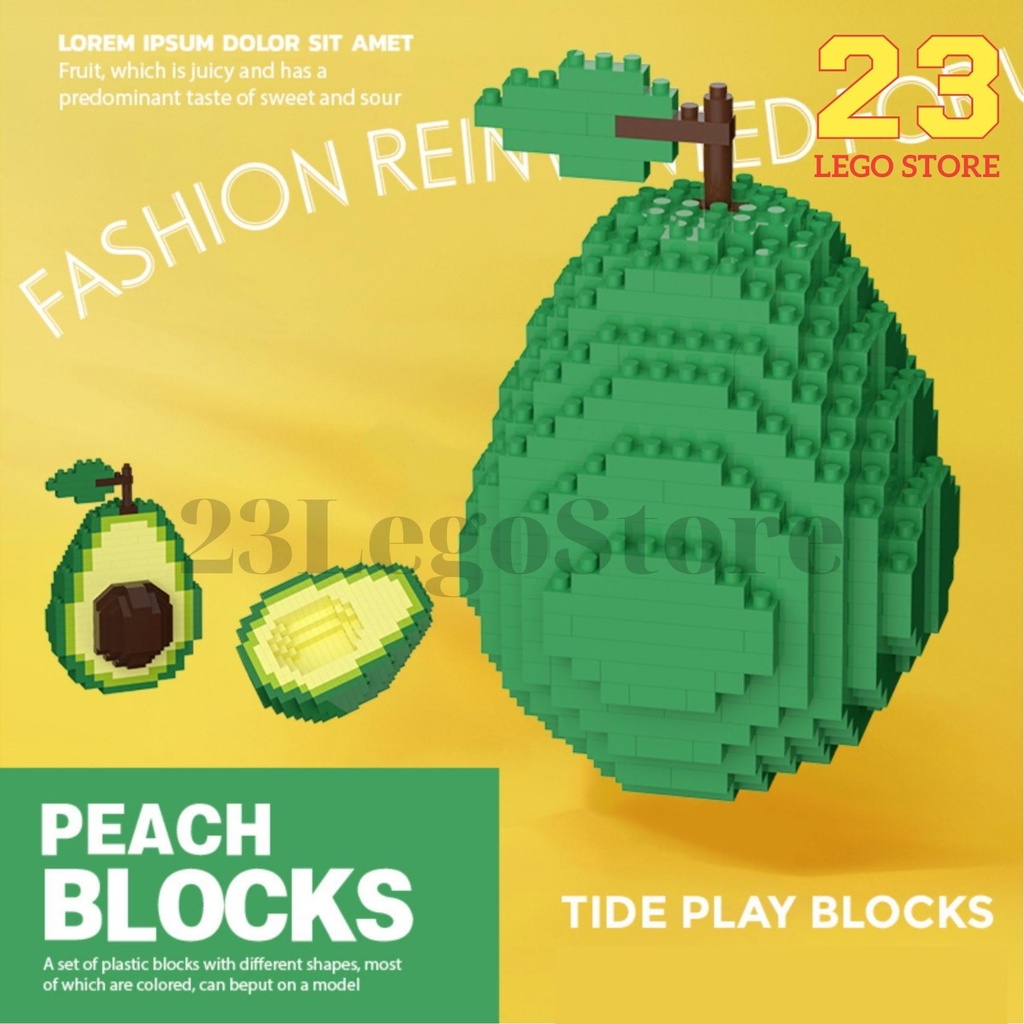 Bộ đồ chơi lắp ráp trái cây Bơ, Đào, Chuối làm quà tặng, trang trí đáng yêu