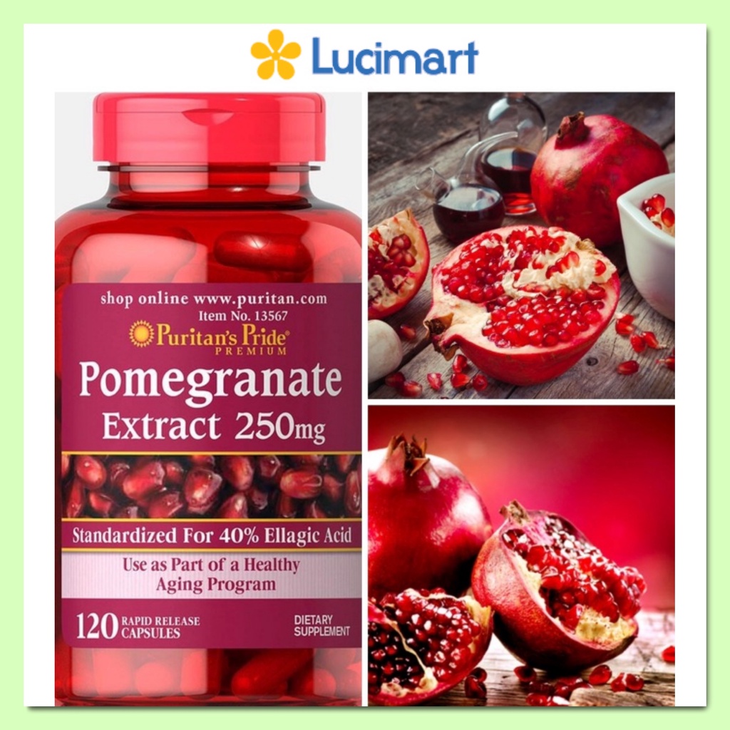 Viên uống tinh chất lựu Puritan’s Pride Pomegranate Extract 250mg, hũ 120 viên [Hàng Mỹ]
