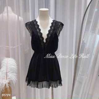 ❤️VÁY SEXY LỤA PHỐI REN CỔ V SIÊU MỀM MỊN 2437