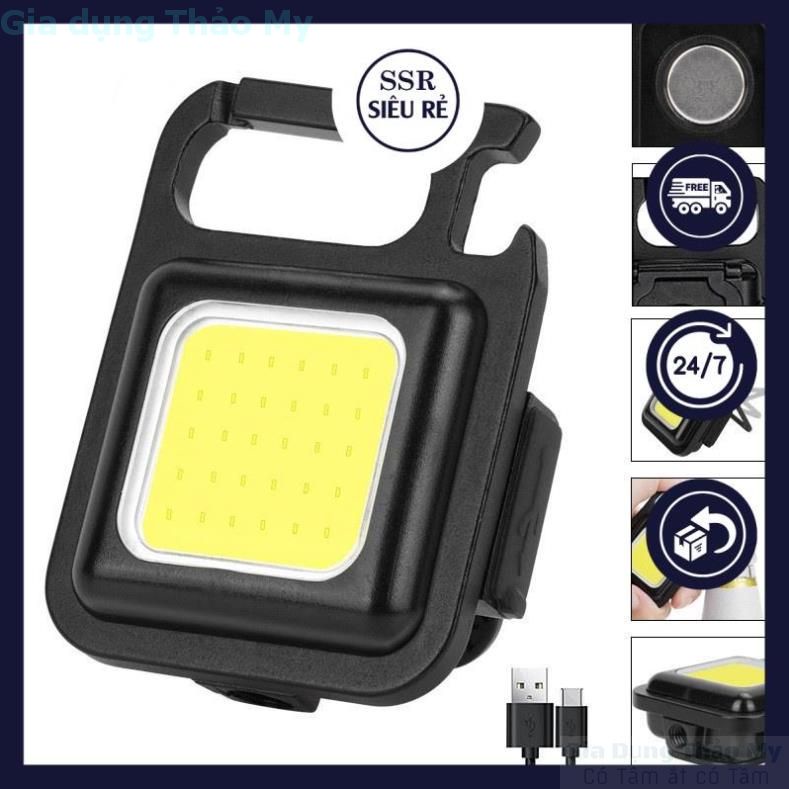 Đèn Pin Móc Khóa Đèn LED Mini Siêu Sáng Sạc USB Tiện Dụng