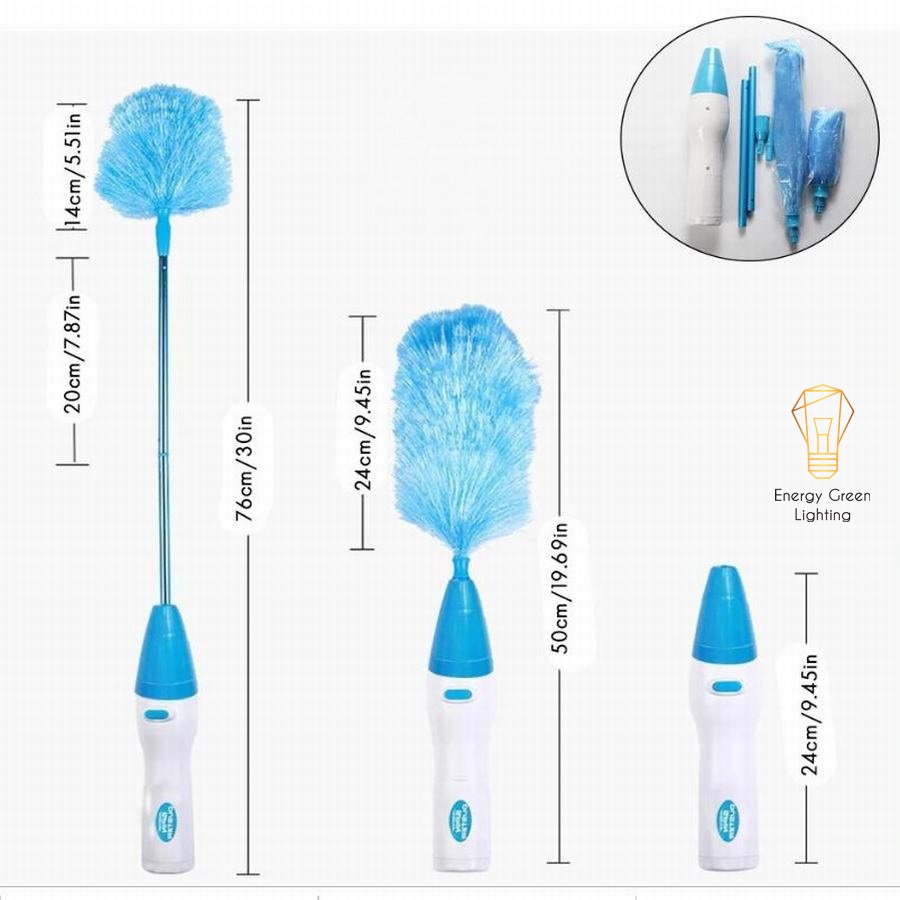 Chổi Lau Bụi Tự Động Spin Duster Energy Green Lighting VS-5092 - Đầu Chổi Công Nghệ Tĩnh Điện Lau Bụi Cực Tốt