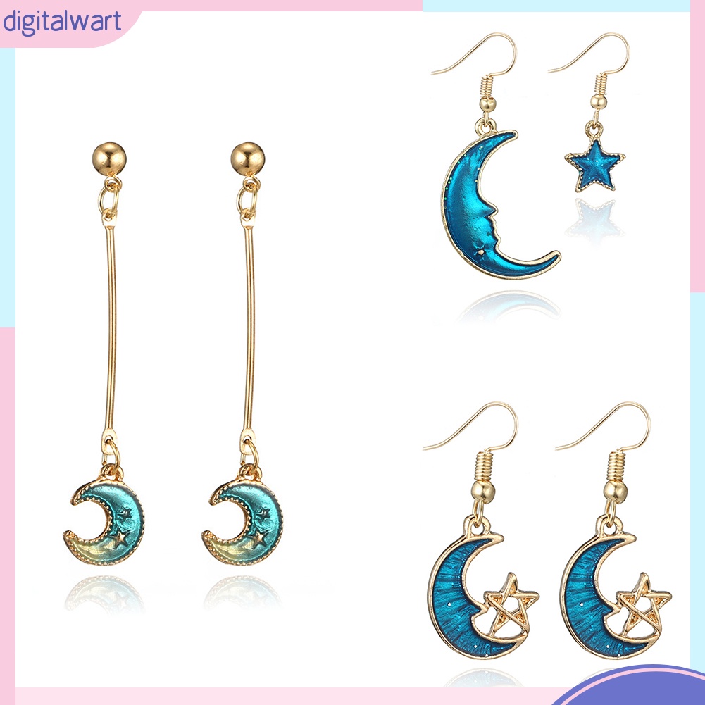 Khuyên Tai Dài Hình Trăng / Sao Xinh Xắn Dành Cho Nữ