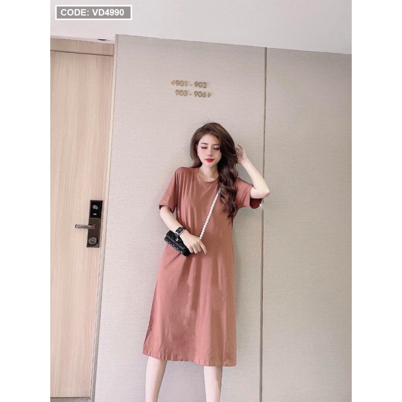 Đầm thun nữ cổ tròn form rộng | BigBuy360 - bigbuy360.vn