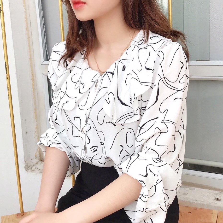 Áo sơ mi nữ kiểu công sở dài tay form suông phong cách Hàn quốc hàng thiết kế cách điệu ALALA