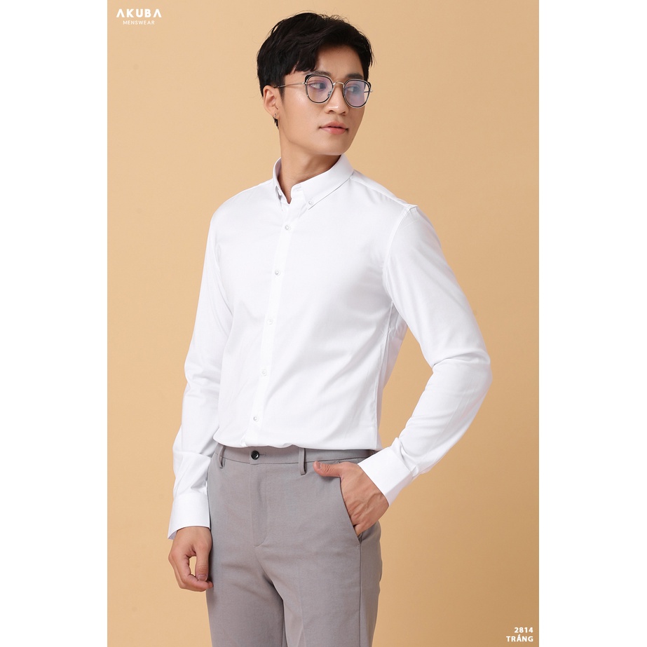 Áo sơ mi tay dài nam AKUBA form slimfit mềm mát, thoáng khí, co giãn 2814 | BigBuy360 - bigbuy360.vn