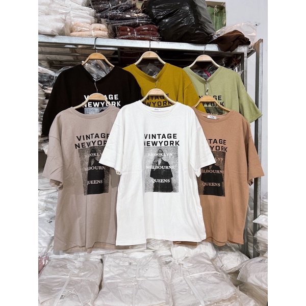 Áo thun áo phông cộc tay unisex nam nữ vintage 3158 chất dày NEWYORK MS 002