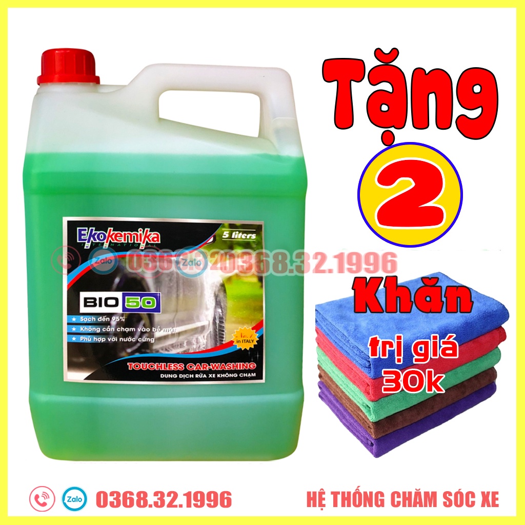 Dung Dịch Rửa Xe Không Chạm, Nước Rửa Xe Ô tô, Xe Máy Bio 50 - 5L (tặng 2 khăn lau đa năng)