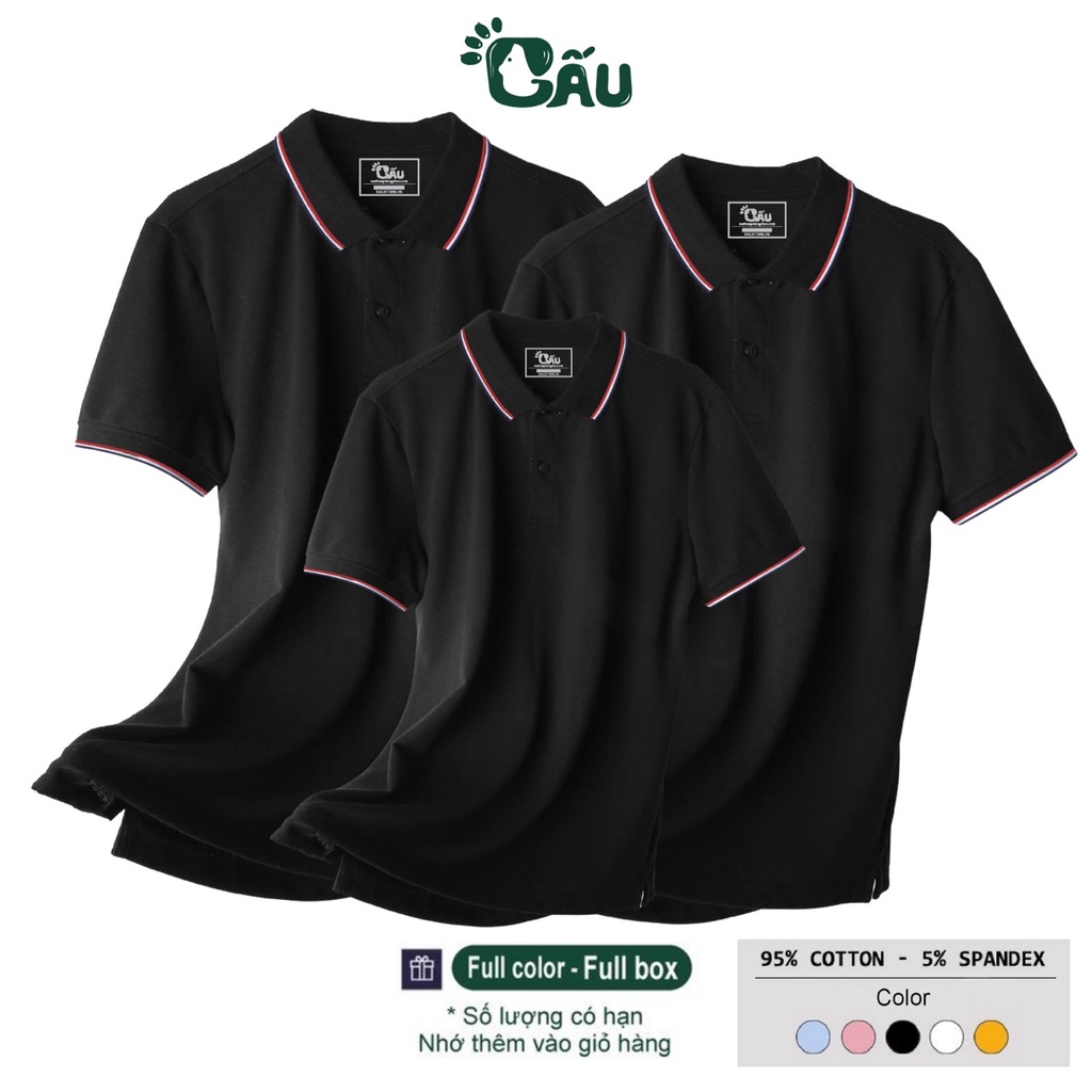 Áo thun Polo GẤU 194 Gia Đình Cá Sấu Viền Cổ Unisex vải cá sấu Poly co dãn 4 chiều dày dặn form gerular fit - GĐV 3 sọc