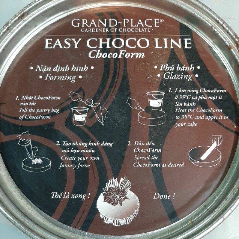Socola sệt đen Grand place trang trí bánh, viết chữ bánh sinh nhật 100gr