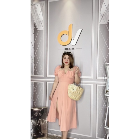 Đầm midi xẻ tà bigsize 60-95kg