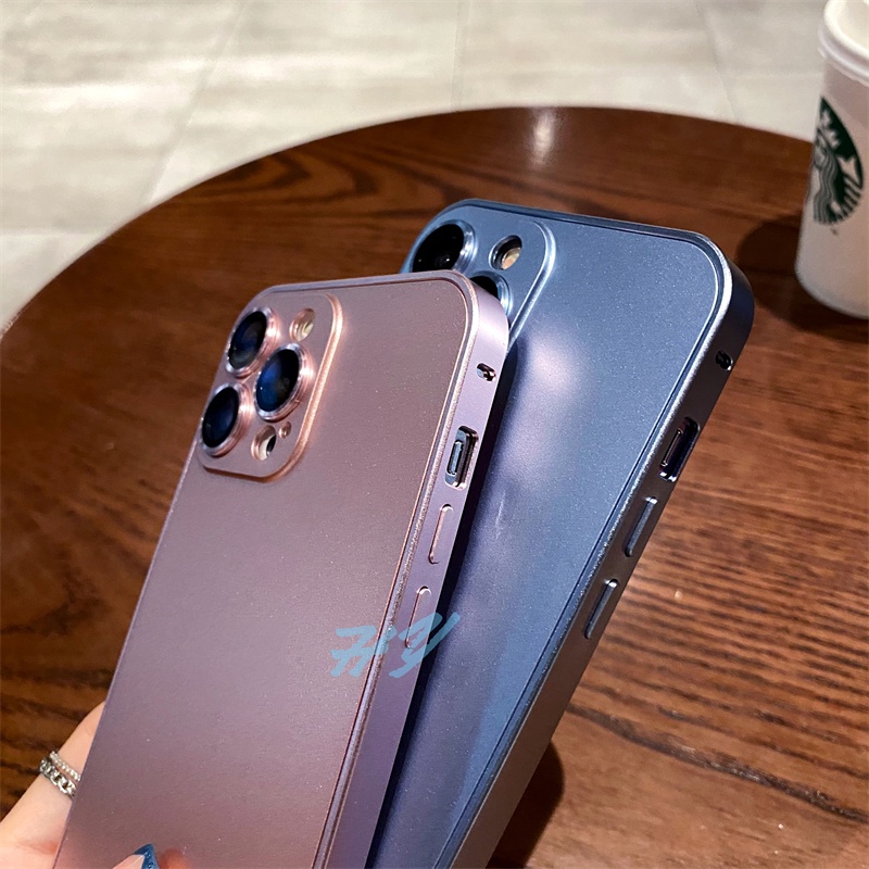 Ốp Điện Thoại Cứng Mặt Nhám Chống Sốc Phối Kim Loại Cho iPhone 12 13 Pro Max