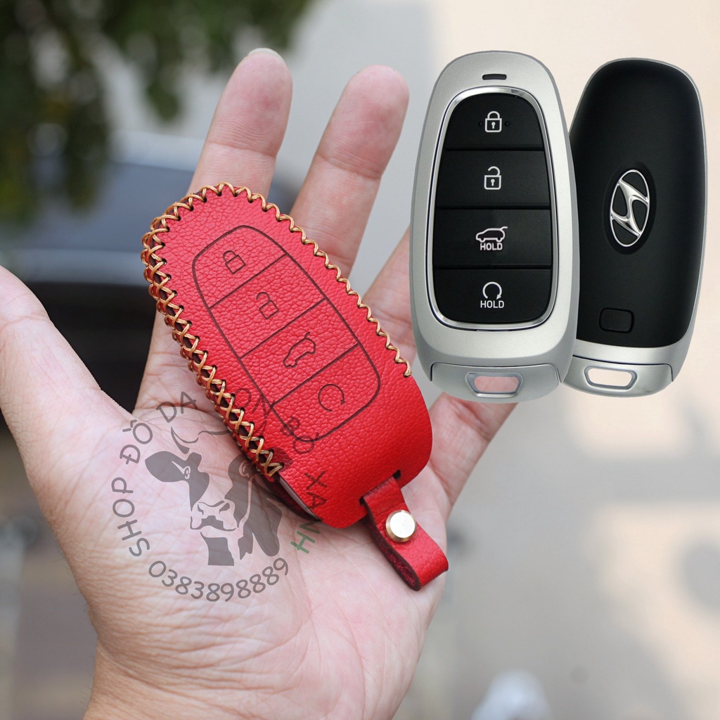 Bao da chìa khoá xe hơi Hyundai SantaFe 2021 2023, Tucson 2022 allnew, Palisade 2023 handmade da thật 011