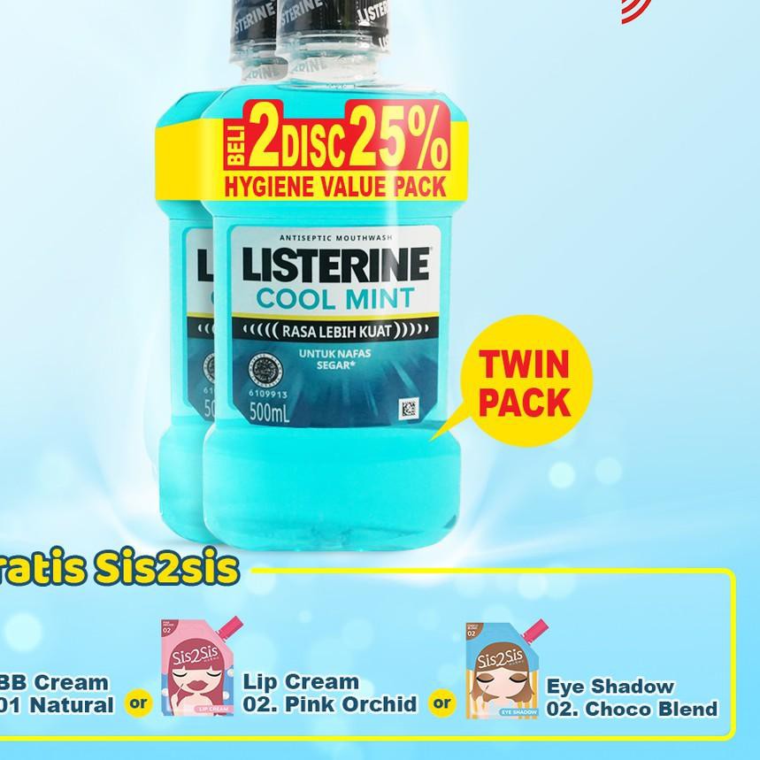 (Hàng Mới Về) Set 1 Ống Tinh Chất Bạc Hà Mát Lạnh Listerine 500ml + 1 Sis2Sis