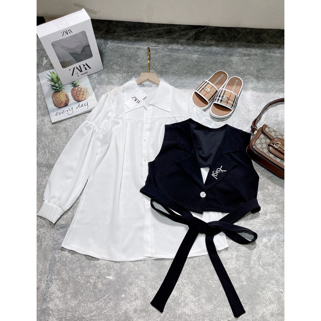 Set 2 Món Sơ Mi Gile Thêu Chữ Cực Chất | BigBuy360 - bigbuy360.vn